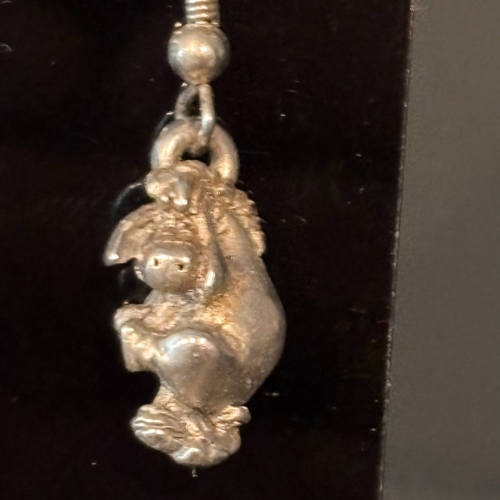 Vintage Disney Eyeore Silver Tone Dangle Earrings Winnie & The Pooh Pierced Ears - Picture 3 of 5